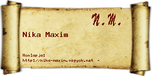 Nika Maxim névjegykártya